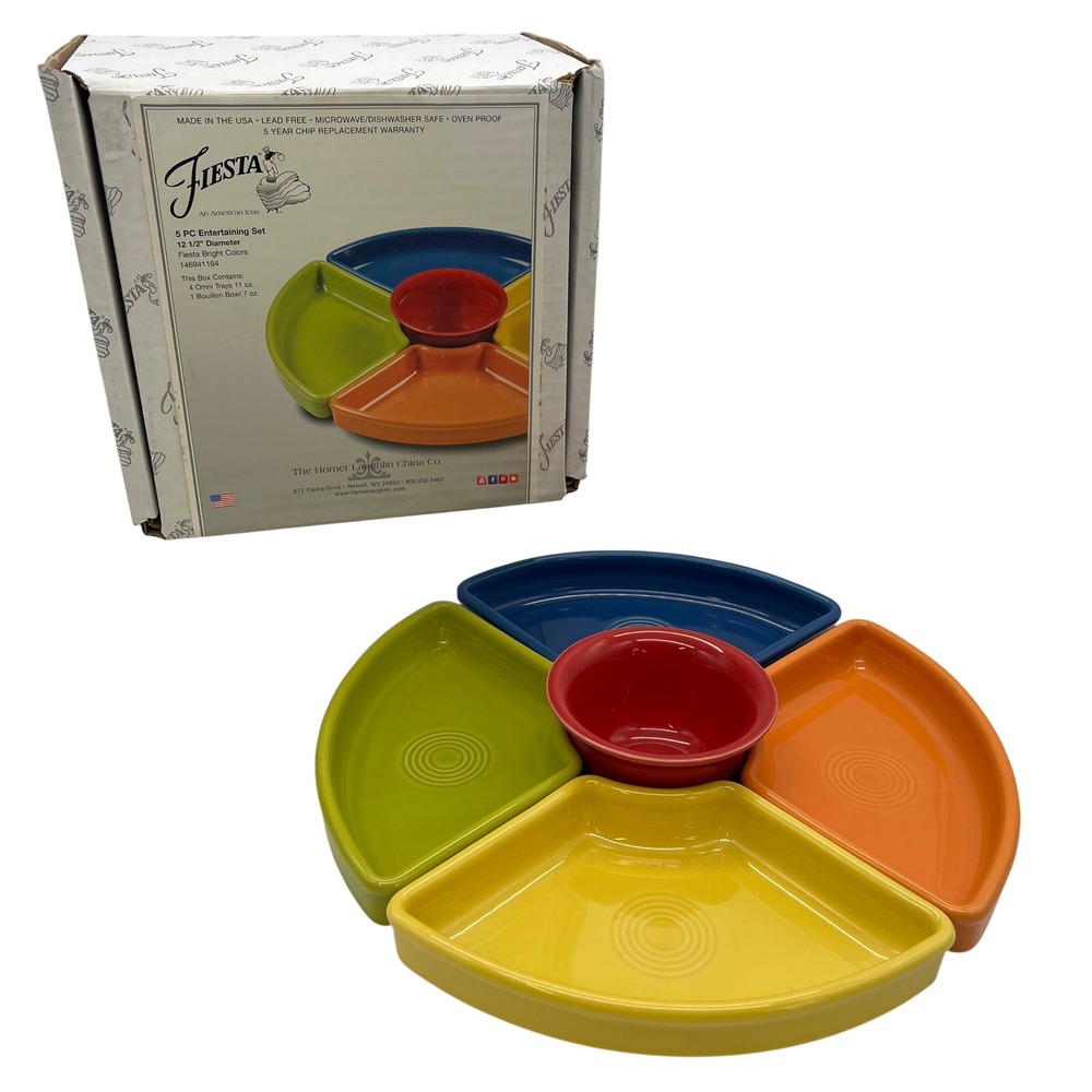 Fiesta Entertaining Set 5 PC 12.5" Bright Colors Fiestaware Omni Insert Bouillon